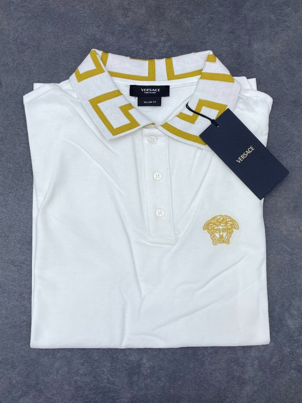 Versace Men’s White Medusa Polo Shirt Tailor Fit- Size XXL